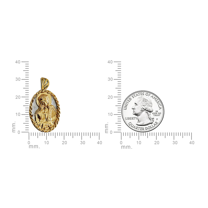 18K Gold Vermeil Two Tone Saint Cecilia Necklace Harp - Divine Box