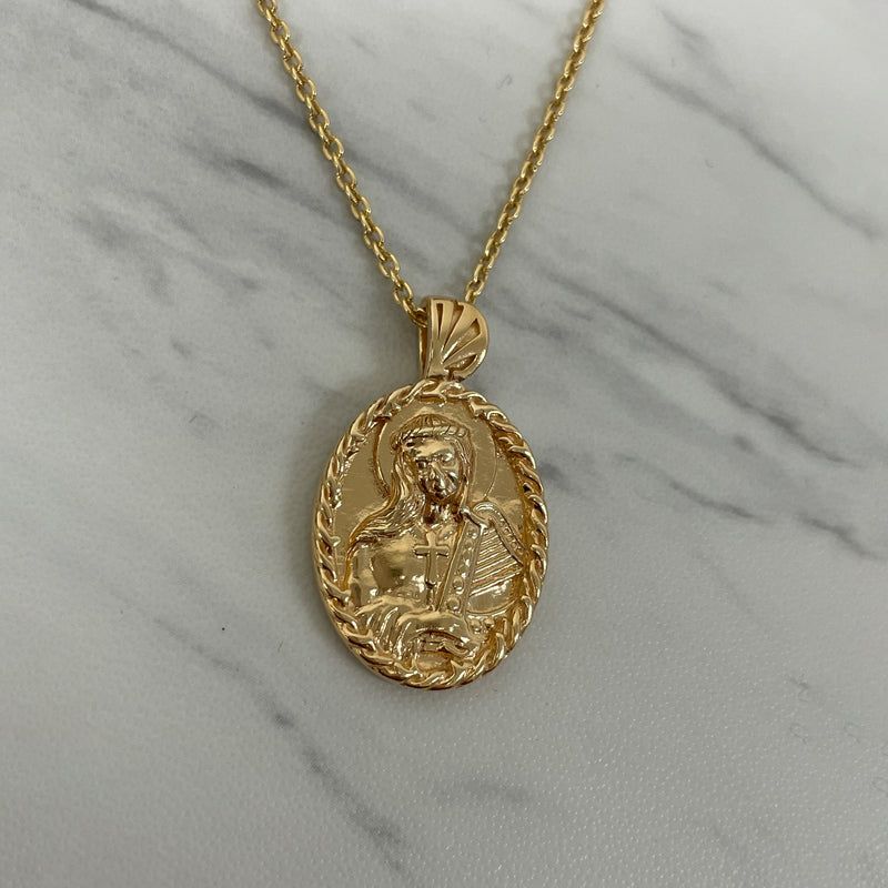 18K Gold Vermeil Thorn Frame Saint Cecilia Necklace Harp