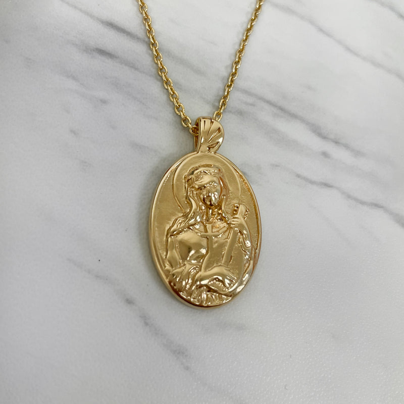 18K Gold Vermeil Saint Cecilia Necklace Guitar - Divine Box