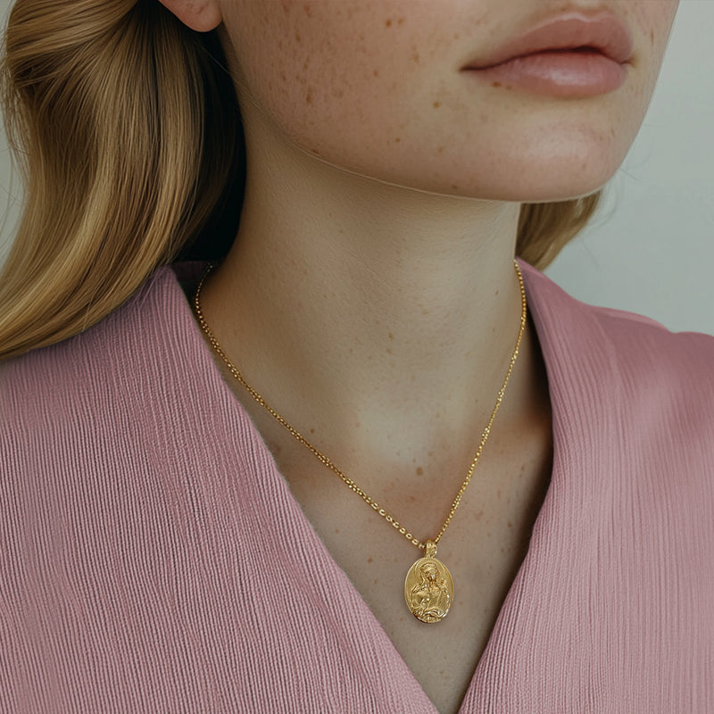 18K Gold Vermeil Saint Cecilia Necklace Guitar - Divine Box