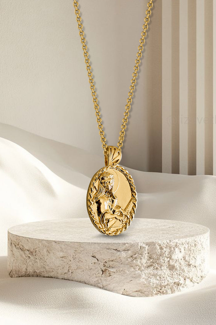 Sterling Silver Gold Plated Thorn Frame Saint Cecilia with Piano