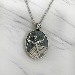 Antique Finish Sterling Silver Jesus Calming the Storm Necklace - Divine Box