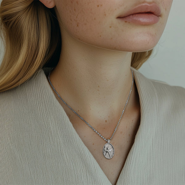 Sterling Silver Thorn Frame Jesus Calming the Storm Necklace - Divine Box