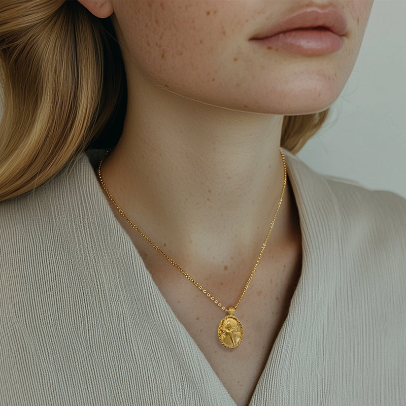 18K Gold Vermeil Thorn Frame Jesus Calming the Storm Necklace - Divine Box
