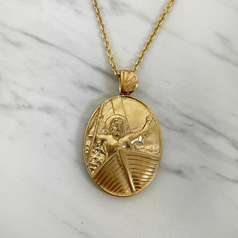 18K Gold Vermeil Jesus Calming the Storm Necklace - Divine Box