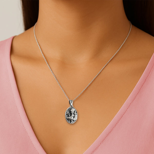 Antique Finish Sterling Silver Saint Francis Necklace - Divine Box