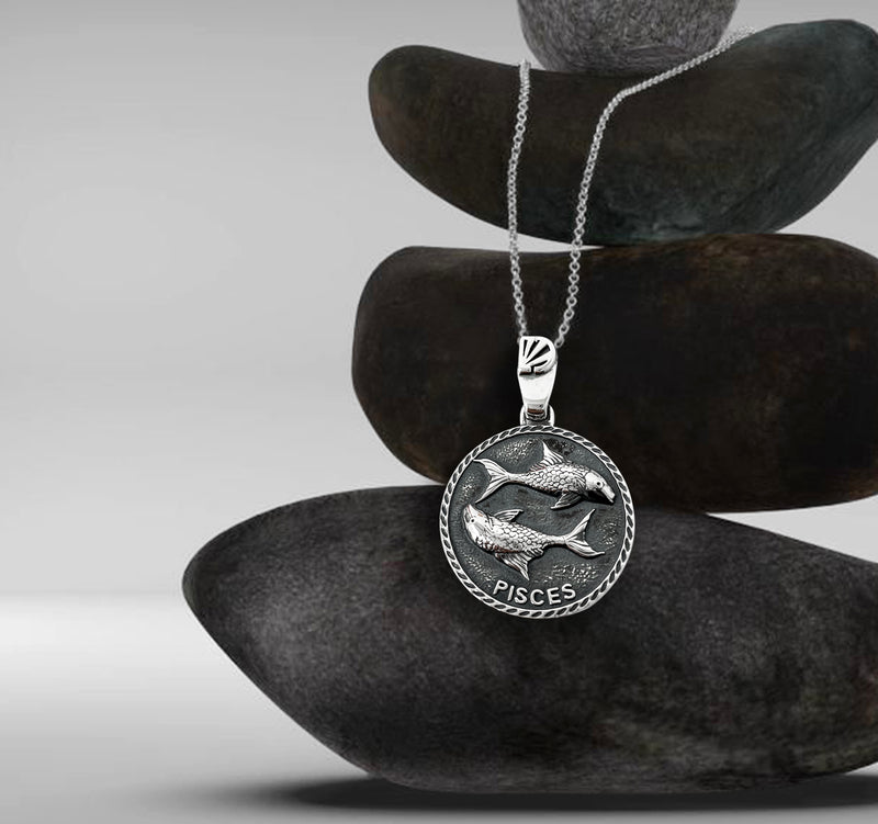 Shungite World EMF Protection Necklace – Pisces Zodiac Pendant – Unisex
