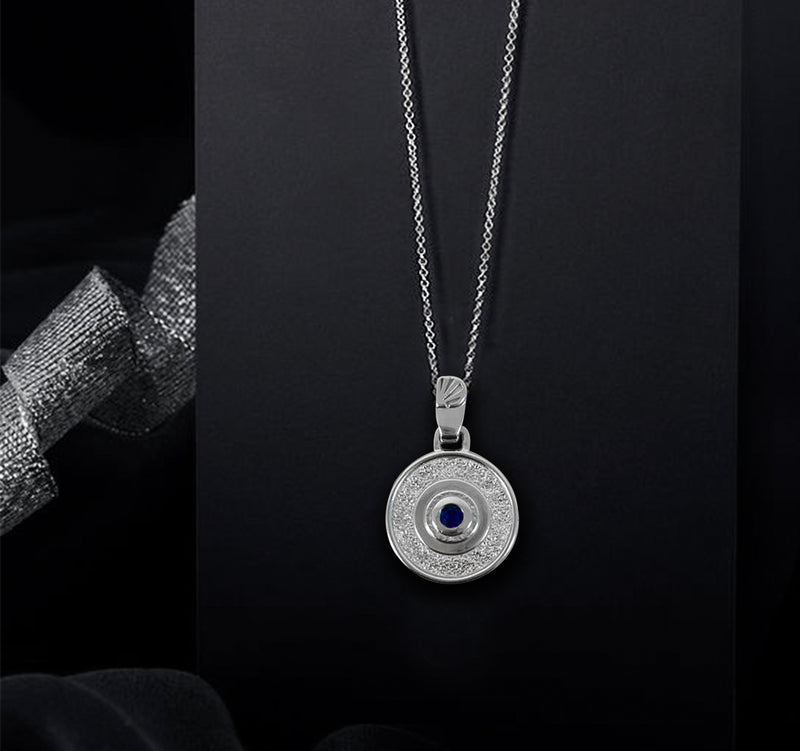 Evil eye necklace with blue CZ stone - Sterling Silver evil eye charm necklace