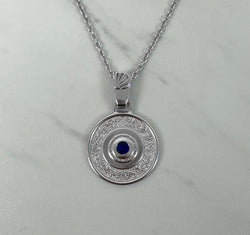 Evil eye necklace with blue CZ stone - Sterling Silver evil eye charm necklace