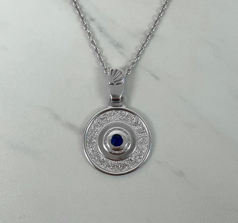 Evil eye necklace with blue CZ stone - Sterling Silver evil eye charm necklace
