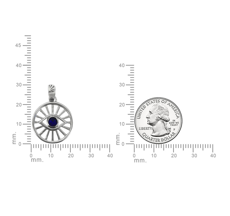Evil eye necklace with blue CZ stone - Sterling Silver evil eye charm necklace