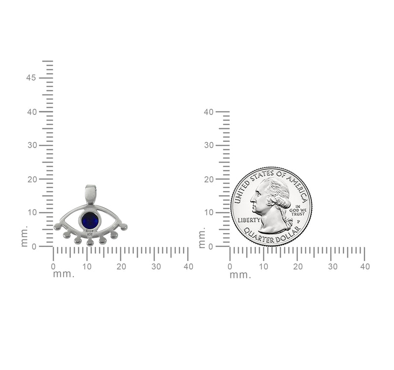 Evil eye necklace with blue CZ stone - Sterling Silver evil eye charm necklace