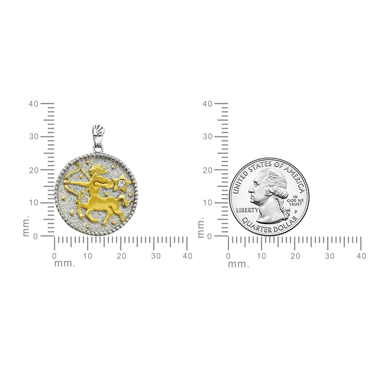 Sagittarius Zodiac Necklace for Women with Two tone CZ stone - 14K Gold Plating