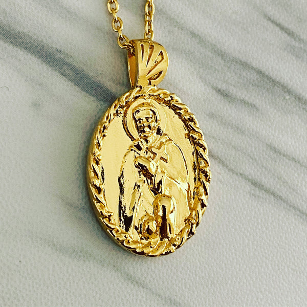 18K Gold Vermeil Thorn Frame Saint Peregrine Necklace - Divine Box