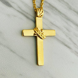 18K Gold Vermeil Rope Cross Necklace - Divine Box