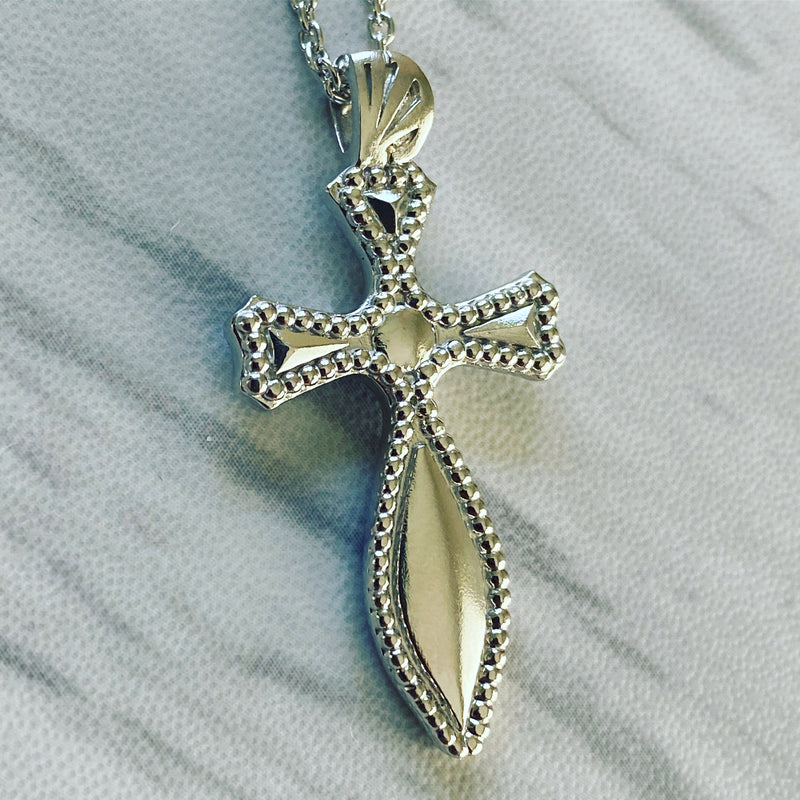 Sterling Silver Milgrain Medieval Cross Necklace - Divine Box