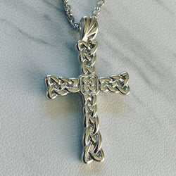 Sterling Silver Celtic Weave Cross Necklace - Divine Box