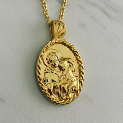18K Gold Vermeil Thorn Frame Virgin Mary Necklace - Divine Box