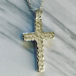Sterling Silver Hammered Cross Necklace - Divine Box