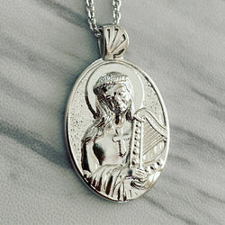 Sterling Silver Saint Cecilia Necklace Harp - Divine Box