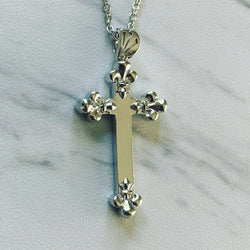 Sterling Silver Fleur-de-Lis Cross Necklace - Divine Box