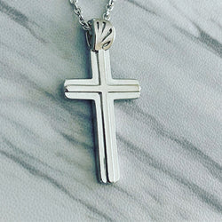Sterling Silver Double Cross Necklace - Divine Box