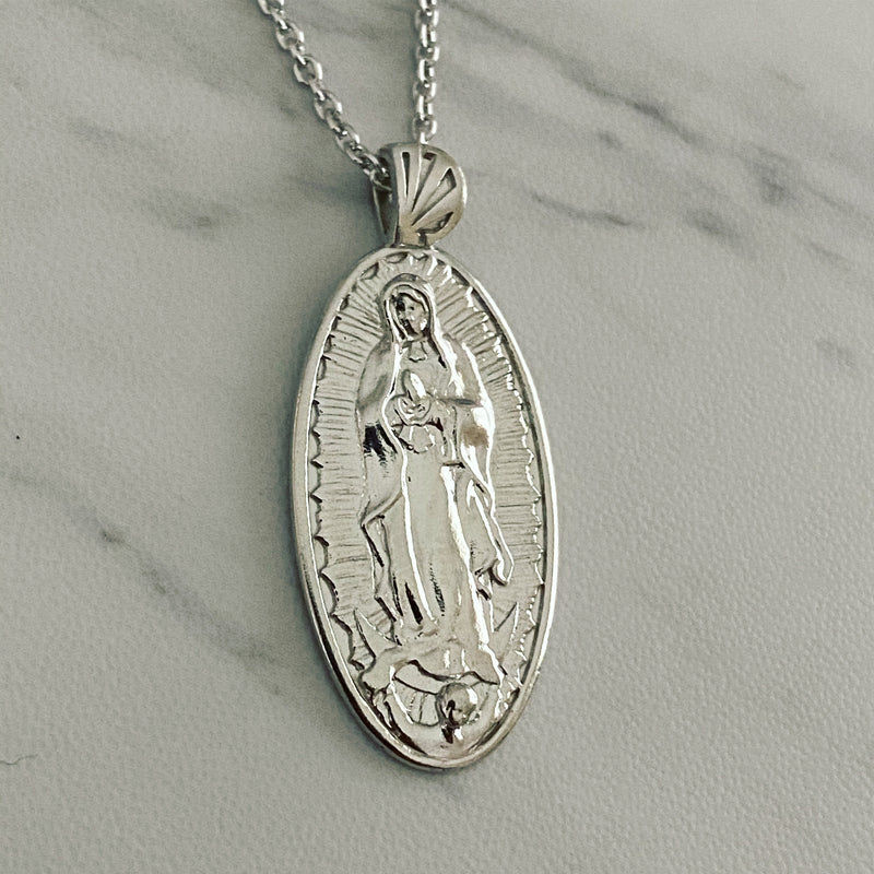 White Cubic Zirconia 18k Yellow Gold Over Sterling Silver Our Lady Of Guadalupe  Necklace 0.12ctw - DOB392 | JTV.com