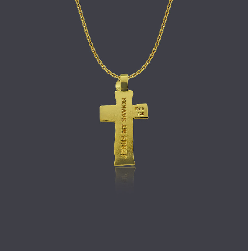 18K Gold Vermeil Wood Cross Necklace - Divine Box