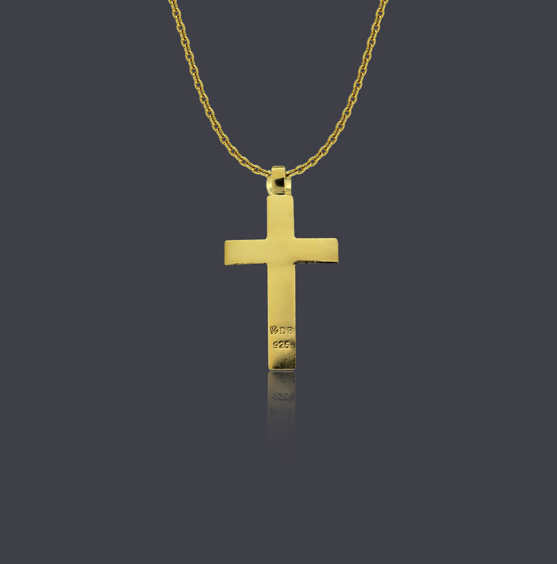 18K Gold Vermeil Hammered Cross Necklace - Divine Box