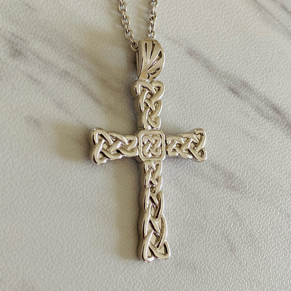 Sterling Silver Celtic Weave Cross Necklace for Men - Divine Box