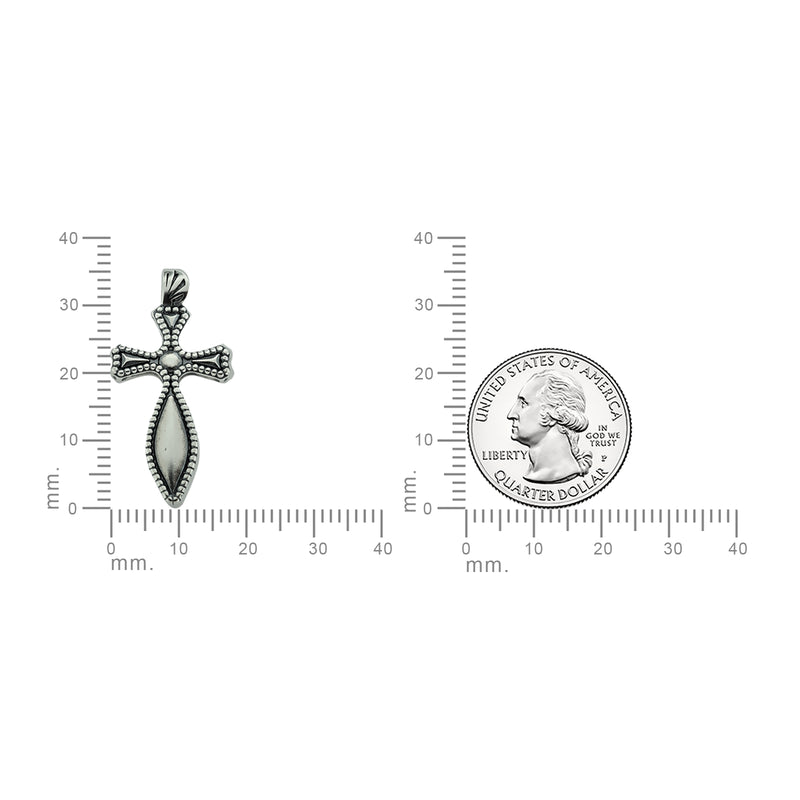 Antique Finish Sterling Silver Milgrain Medieval Cross Necklace - Divine Box