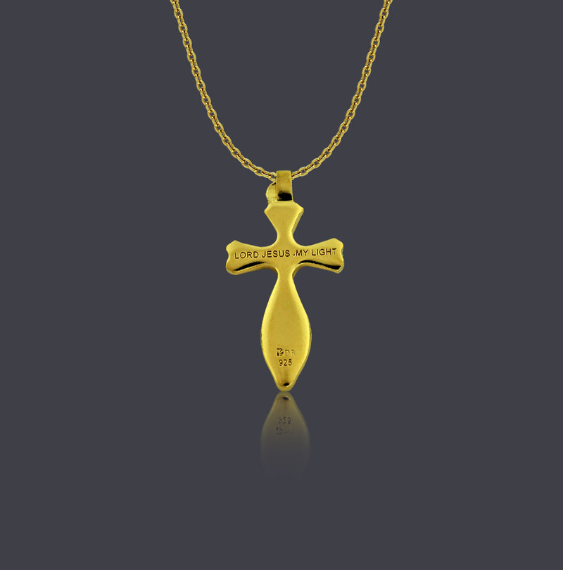 18K Gold Vermeil Milgrain Medieval Cross Necklace - Divine Box