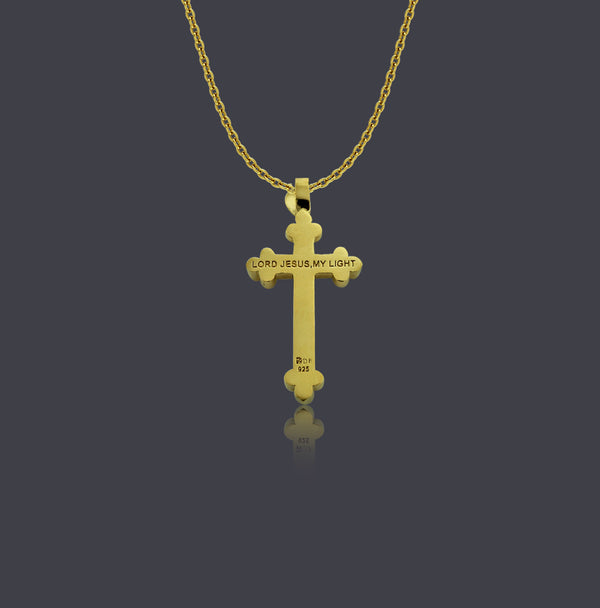 18K Gold Vermeil Fleur-de-Lis Cross Necklace - Divine Box