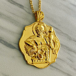 18K Gold Vermeil Saint Florian Necklace - Divine Box