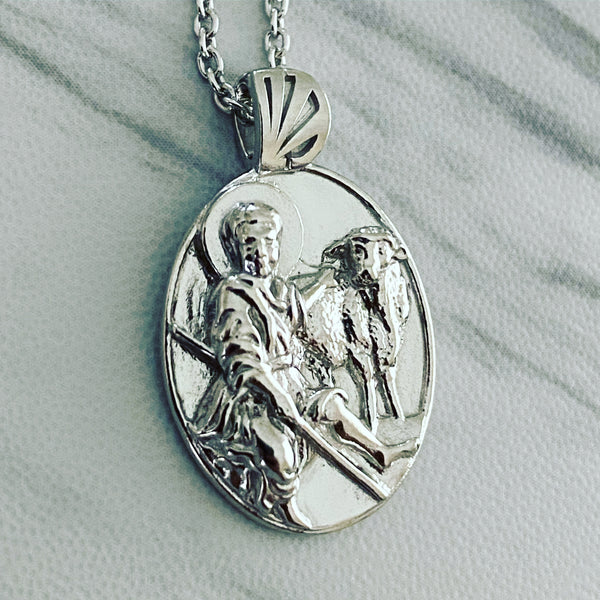 Sterling Silver Young Shepherd Christ Necklace - Divine Box