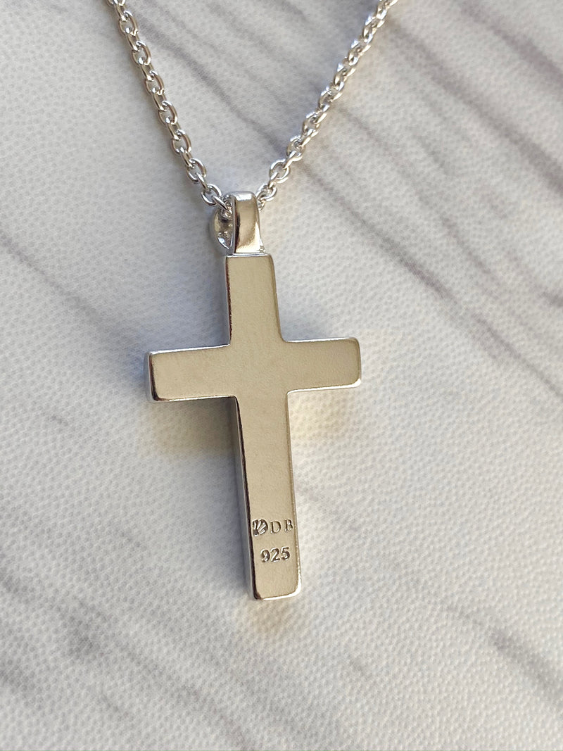 Sterling Silver Double Cross Necklace - Divine Box