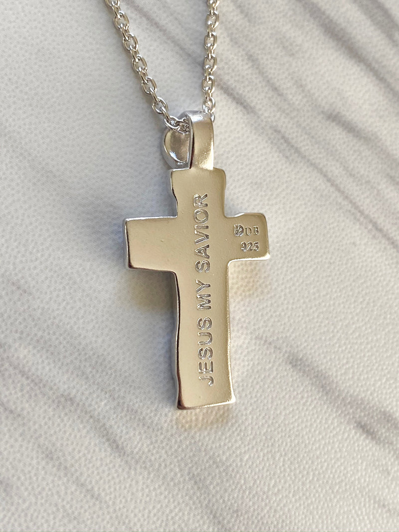 Sterling Silver Wood Cross Necklace - Divine Box
