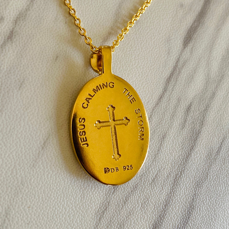 18K Gold Vermeil Jesus Calming the Storm Necklace - Divine Box