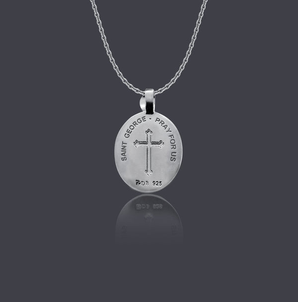 Sterling Silver Thorn Frame Saint George Necklace - Divine Box