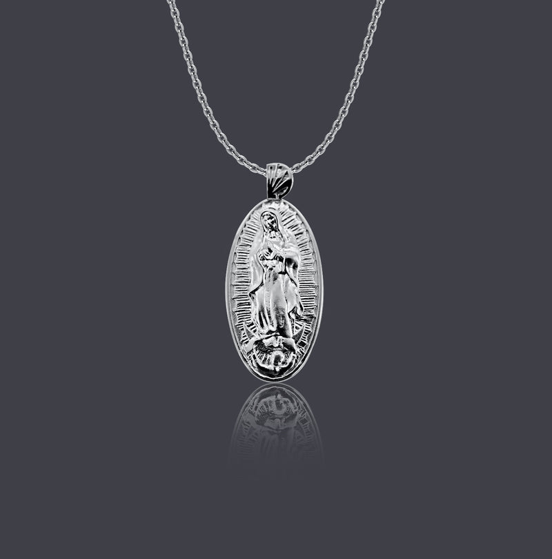 Men's Real 925 Sterling Silver - Virgin Mary Guadalupe Necklace Nuestra  Senora