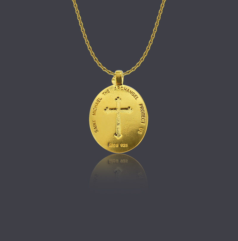 18K Gold Vermeil Saint Michael Necklace - Divine Box