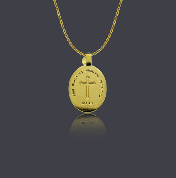 18K Gold Vermeil Thorn Frame Saint Michael Necklace - Divine Box