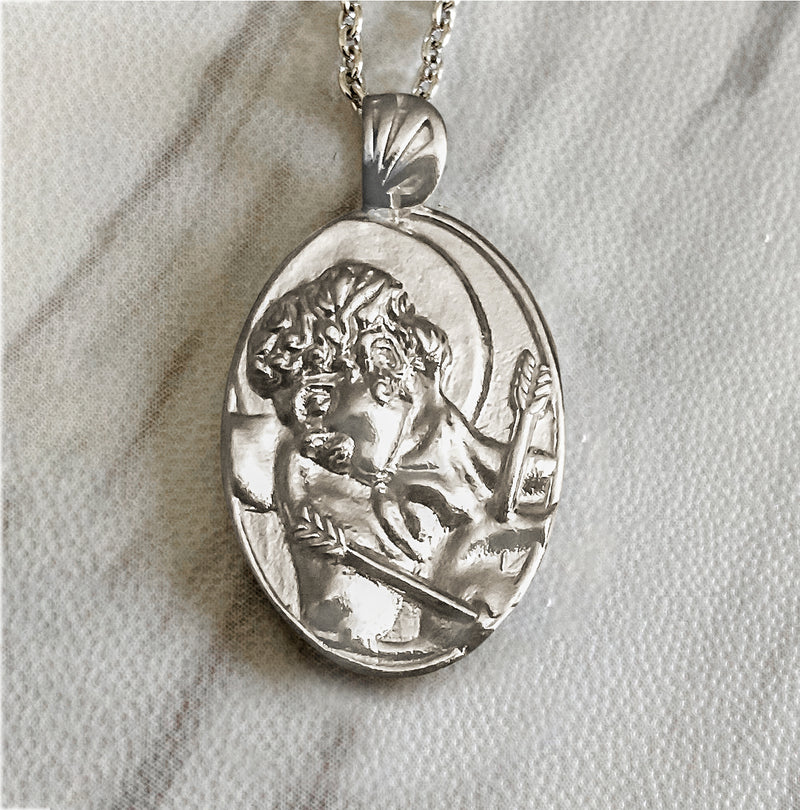 Sterling Silver Saint Sebastian Necklace - Divine Box