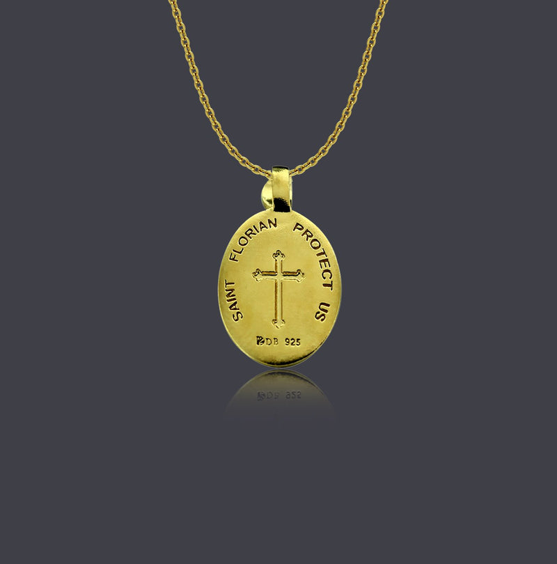 18K Gold Vermeil Saint Florian Necklace with Thorn Frame - Divine Box