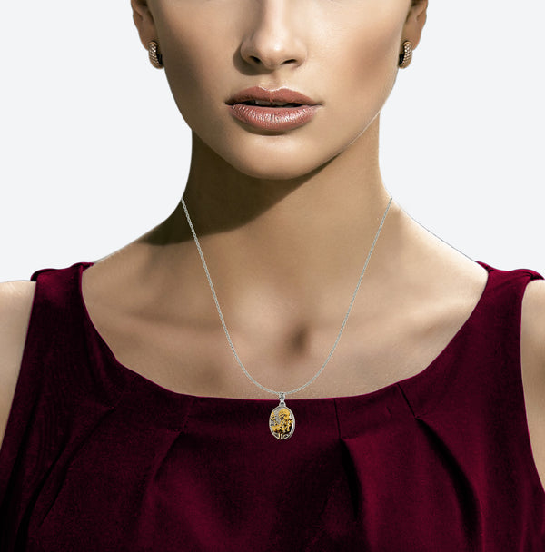 18K Gold Vermeil Two Tone Saint Francis Necklace - Divine Box