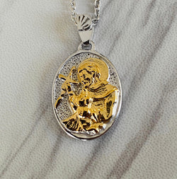 18K Gold Vermeil Two Tone Saint Francis Necklace - Divine Box