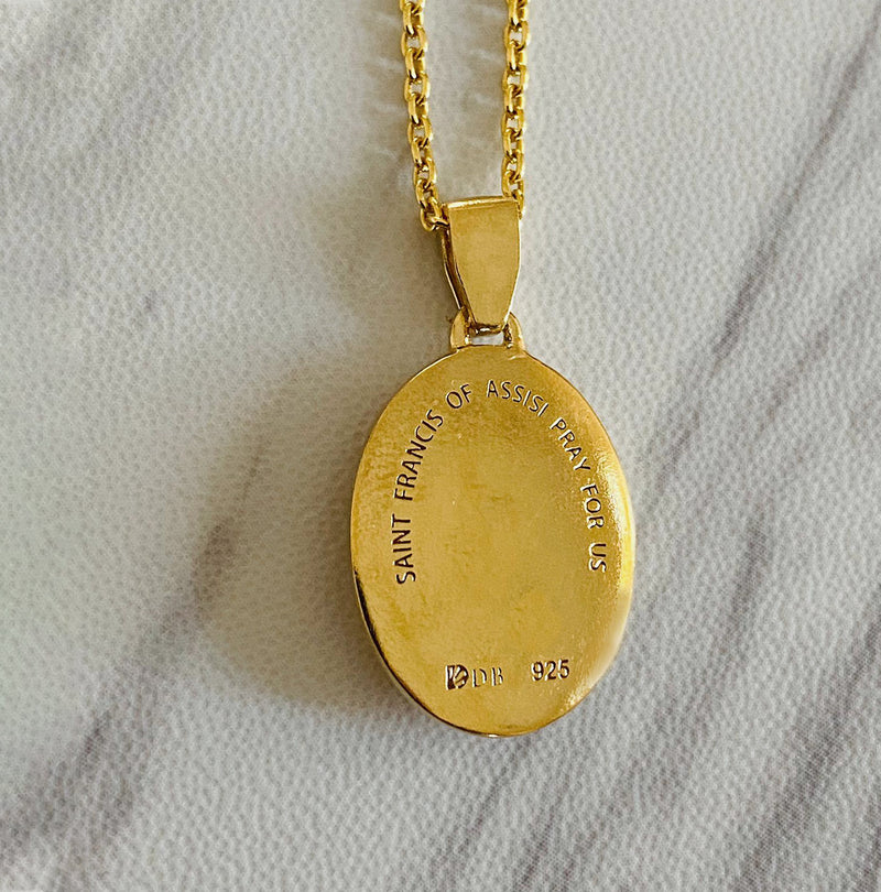 18K Gold Vermeil Saint Francis Necklace - Divine Box
