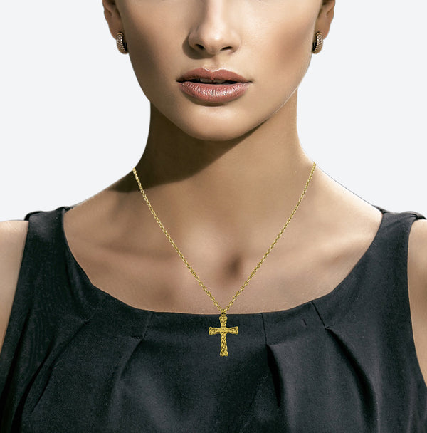 18K Gold Vermeil Celtic Weave Cross Necklace - Divine Box