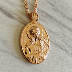 18K Rose Gold Vermeil Saint Cecilia with Harp Necklace - Divine Box